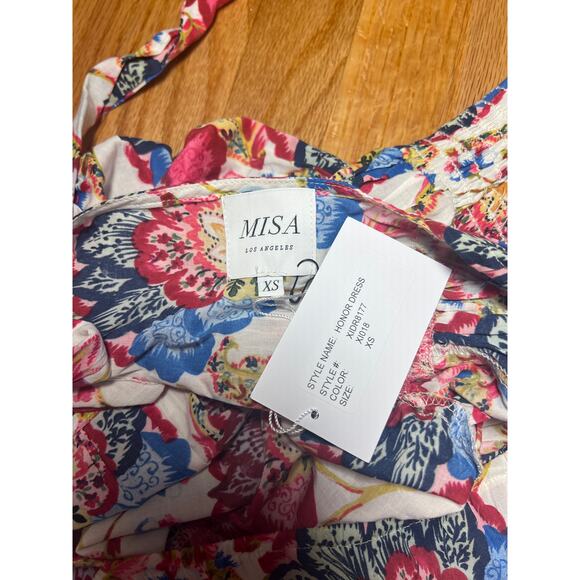 New MISA LA Honor Mini Dress Amalfi Botanical Floral Prairie Puff Sleeve Flowy - Picture 5 of 9